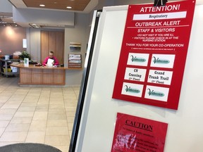 The front hall of the Valleyview Home in St. Thomas is more empty than usual, as the long term care facility deals with their first influenza outbreak in five years. Flu rates across Elgin-St. Thomas are higher than usual this year, as in other areas in southwest Ontario. (Louis Pin/Times-Journal)