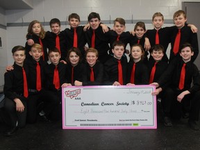 The Quinte Red Devils Peewee AAA team raised more than $8,000 for the Canadian Cancer Society recently. It was just one of the many good deeds the team has undertaken as part of their participation in the Chevrolet Good Deeds Cup. (supplied photo)