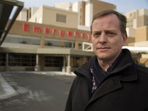 Jeff Yurek, MPP for Elgin-Middlesex-London at the embattled Emergency department at the Victoria Campus of the LHSC in London. (MIKE HENSEN, The London Free Press)