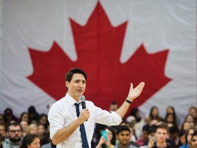 Prime Minister Justin Trudeau answers questions from the public during his town hall meeting in Hamilton, Ont., on Wednesday, January 10, 2018. THE CANADIAN PRESS/Nathan Denette