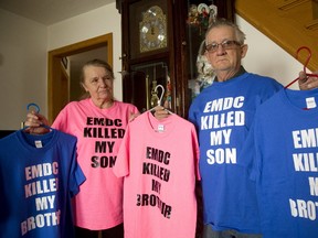 Janice and Roger Pigeau, whose son James Pigeau died in EMDC of a drug overdose, hope other families do not have to suffer like their family has suffered.  (MIKE HENSEN, The London Free Press)