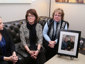 Ontario NDP leader Andrea Horwath, left, looks on as Helga Leblanc, right, and her sister-in-law, Linda Adler, discuss the situation with Leblanc's parents, Gottfried and Hildegard Adler in Sudbury, Ont. on Friday January 19, 2018. Gottfried is at Finlandia Village, while his wife is on a waiting list. The family wants the elderly couple to be reunited at one location. John Lappa/Sudbury Star/Postmedia Network