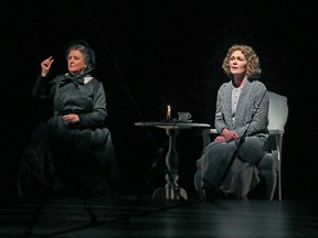 Tara Rosling, right, plays Alexander Graham Bell?s deaf wife, Mabel Gardiner Hubbard, while Catherine Joell MacKinnon plays Bell?s mother, Eliza Bell, also deaf, in Silence at the Grand Theatre. (CLAUS ANDERSEN/VIA THE CANADIAN PRESS)