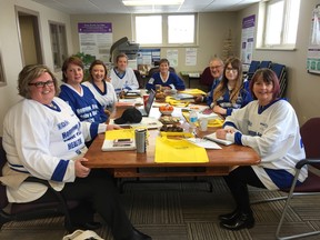 Seated at the table (L-R): Anne Marie Thompson (YMCA), Jen Yule (AMGH), Katey Potter (Ben Lobb’s staff member), Jay McFarlan (Gateway), Brenda Grant (Gateway), Dan Stringer (Gateway), Marina Glanville (Gateway) and Gwen Devereaux (AMGH and Gateway).  (Contributed photo)