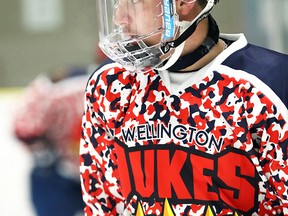 Wellington Dukes defenceman Mason Snell. (Ed McPherson/OJHL Images)