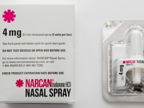 of a woman who was unconscious after taking Fentanyl. The woman was given a dose of Narcan spray, which is used to prevent Fentanyl overdoses in emergency situations. File photo/Postmedia Network.