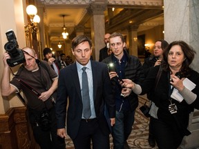 Ontario Progressive Conservative Leader Patrick Brown leaves Queen's Park after a press conference in Toronto on Wednesday. (The Canadian Press)