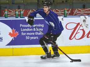 London Knight forward Alex Formenton in practice with the team at Budweiser Gardens on Thursday January 25, 2018. (MORRIS LAMONT, The London Free Press)