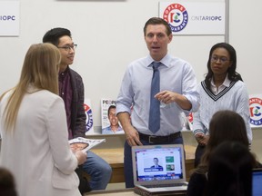 Patrick Brown, who announced Thursday that he is stepping down as Ontario Progressive Conservative party leader, answers student questions at Western University during a stop in London in November. (File photo)