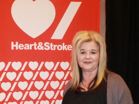 The Workplace Group's Noeleen Tyczynski spoke about her experience living through a heart attack, triple bypass surgery and her subsequent recovery at Thursday’s fundraiser breakfast. (Carl Hnatyshyn/Postmedia Network)