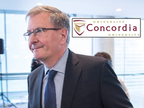 Concordia University president Alan Shepard leaves a news conference after commenting on sexual allegations regarding its creative writing program Wednesday, January 10, 2018 in Montreal. THE CANADIAN PRESS/Paul Chiasson