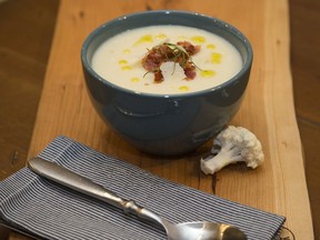 Cauliflower Soup with Parmesan (Food Styling by Christie Pollard, Photo by DEREK RUTTAN, The London Free Press)