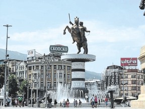 A bronze statue of Alexander the Great, officially named Warrior on a Horse, dominates the central square of Skopje, the capital of Macedonia. When Macedonia declared independence in 1991, the new country chose a name that evoked the past glories of its most famous claimed son, Alexander the Great. But nearly three decades on, the decision to use the name of the ancient kingdom ruled by a general who once conquered half of known civilization is hampering the fledgling nation?s place in the modern world. (ROBERT ATANASOVSKI/AFP/Getty Images)
