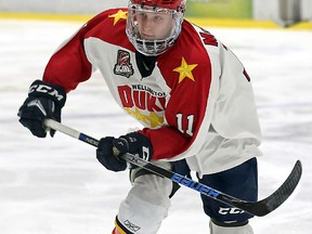 Windsor native Teddy McGeen has scored seven game-winning goals for the Wellington Dukes so far this season. (Ed McPherson/OJHL Images)