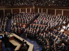 In this Feb. 28, 2017, file photo, President Donald Trump addresses a joint session of Congress on Capitol Hill in Washington. J. Scott Applewhite / AP