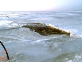 A truck that went through a pressure crack near Lonely Island eight days ago has sunk in Lake Nipissing. The Ministry of Environment and Climate Change is investigating, as well as monitoring the situation to ensure there is no spill or environmental impact.
Submitted Photo