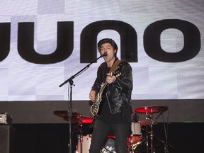 Ivory Hours front man Luke Rose plays with the band at The London Music Hall during a press conference to announce that London will host the 2019 JUNO Awards. (MORRIS LAMONT, The London Free Press)