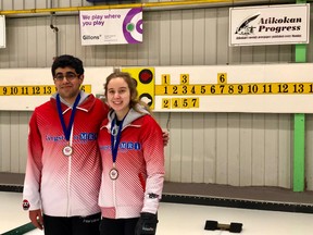 Junior curlers Bilal Islam, a Queen's University student, and Kayla Gray, a St. Lawrence College student, have qualifiied for the Ontario Winter Games in Orillia, March 1-4. (Supplied Photo)