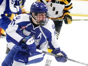 Tommy Vlahos of the  Sudbury Nickel Capital Wolves in action against the New Liskeard Cubs in Sudbury, Ont. on Sunday January 28, 2018. Gino Donato/Sudbury Star/Postmedia Network