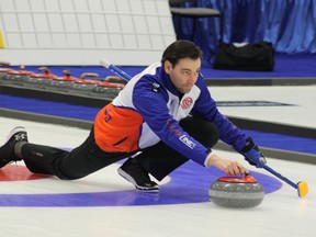 Professional curler Ted Appelman is representing the Spruce Grove Curling Club at this years Boston Pizza Cup at the Grant Fuhr Arena. 

Photo by Jesse Cole