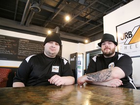 Zac Pervik and Chris Carr, owners of Urban Cheese at 104-96 Larch St. in Sudbury. The business is holding its grand opening this Saturday.Gino Donato/Sudbury Star/Postmedia Network
