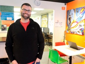 Nathan Wilcox stands in the lobby of the New Wave Youth Centre. They’ll be a much-needed hub for mental health in Strathroy-Caradoc, a municipality that just saw its local Assertive Community Treatment location close up shop -- to offer services out of London. (Louis Pin/Postmedia Network)