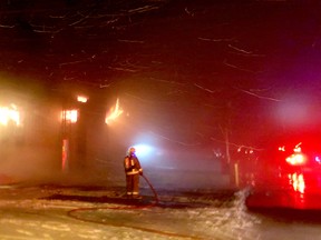 Chatham-Kent Fire & Emergency Services provided this photograph of a fire at a public works garage on Reeder Line near Ridgetown on Feb. 4 that destroyed the building and six snow plows.