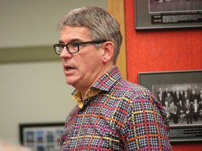 BRUCE BELL/THE INTELLIGENCER
Hilden Homes owner Eric Denouden addresses Prince Edward County council at Shire Hall in Picton on Wednesday, telling them of difficulties local builders face in the municipality.