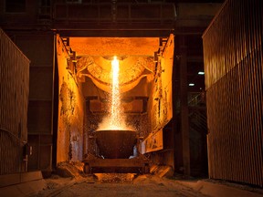 The smelting process at the Outokumpu ferrochrome plant in Tornio, Finland. Photo supplied by Outokumpu