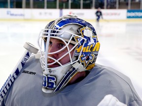 Anyang Halla goalie Matt Dalton on the ice at the Anyang Ice Arena in Seoul, South Korea. (Photo by Uno Yi)