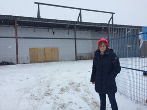 Pam Babcock, maintenance manager at the Elgin Mall in St. Thomas, stands outside what will soon be the second Dollarama store in the city. Discount retailers are taking over and middle of the line retailers are disappearing, said Dr. Michael Pearce, a retail and consumer trends expert from the Ivey school of business at Western University. (Laura Broadley/Times-Journal)