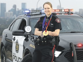 Six-time Olympic speed skating medalist Cindy Klassen now works as a police officer with the Calgary service. She will be among the big names at Monday?s London Sports Celebrity Dinner. (Darren Makowichuk/Postmedia News)