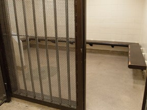 A holding cell at Elgin-Middlesex Detention Centre in London, Ontario. (Free Press file photo)