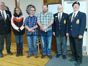 Lucknow Legion Branch 309 recently initiated three new Lucknow Legion members which included Shellie Clarke, Eric Furness and Dave Donaldson. The Lucknow Legion welcomes these new additions to the organization with open arms and looks forward to all the great things to come in 2018. L-R: Ken Fischer Branch 309 Membership Chair, Shellie Clarke, Eric Furness, Dave Donaldson, Jack Hayes Branch 309 President and Jeff Taylor Branch 309 Sergeant-at-Arms pose during the celebration of welcoming three new Lucknow Legion members to Branch 309.