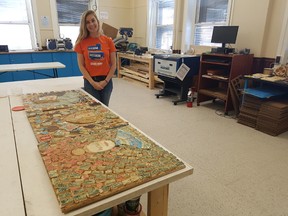 Executive director Jessica Moyes shows off works of art made with clay and a laser cutter, just one of the many tools available at the STEAM centre. STEAM school's first semester in St. Thomas was a hit and the centre is gearing up for the school's second semester registration. (Laura Broadley/Times-Journal)