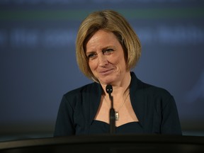 Premier Rachel Notley takes questions from media following a townhall discussion in Fort McMurray Alta. on Friday March 4, 2016. Garrett Barry/Fort McMurray Today/Postmedia Network