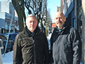 Chatham Kent Community Foundation executive director Hugh Logan and board member Paul Mayrand are shown in downtown Chatham on Monday. The foundation will be giving out over $400,000 in grants to non-profit organizations this year. Tom Morrison/Chatham This Week