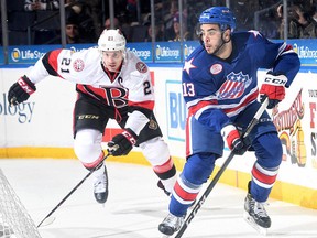 Belleville Senators team captain Mike Blunden will complete a two-game suspension when the club visits Laval Wednesday. (Rochester Americans photo)