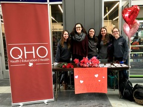 Crystal Oag/For The Whig-Standard
Shannen Rowe, from left, Liz Birchart, Britney Baxter, Delaney Randle and Megan Bulter are members of the Queen’s Health Outreach, fundraising for the Guyana initiative.