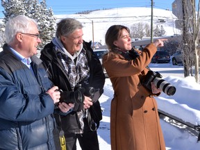 Pat Johnston of the Cochrane Camera Club (left), career photographer Pat Price and Cochrane Tourism's Jo-Anne Oucharek officially announced on Feb. 9 that they will be organizing a community wide photo shoot for Jun. 2 entitled A Day in the Life of Cochrane.