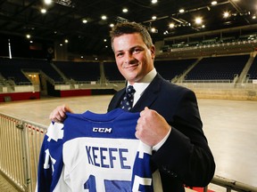 Kyle Dubas, Maple Leafs Assistant General Manager introduced the Toronto Marlies new Head Coach Sheldon Keefe  (in photo) at Ricoh Colliseum this afternoon in Toronto on Monday June 8, 2015. Stan Behal/Toronto Sun/Postmedia Network