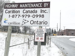 The bankruptcy Carillion Canada?s parent company has created worries about highway maintenance in Ontario. (Postmedia file photo)