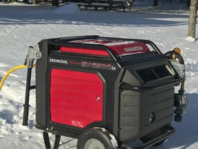 Steve Maxwell/For The Sudbury Star
This 6500-watt inverter generator is connected to the wiring of a house to provide clean power wherever it’s needed.