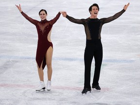 Tessa Virtue and Scott Moir after their performance during the ice dance free program at the 2018 Olympic Winter Games in Pyeongchang, South Korea, on Tuesday, February 20, 2018.