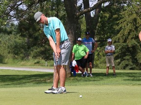 Tristan Renaud putts on the first green at the qualifying round of the Idylwylde Invitational at the Idylwylde Golf and Country Club in Sudbury, Ont. on Friday July 21, 2017. The tournament wraps up on Sunday. John Lappa/Sudbury Star/Postmedia Network