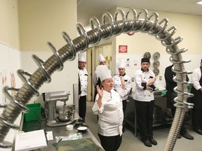 Chef Wanda White of the Humane Society of the United States teaches chefs at Queen's University about plant-based cooking in Kingston, Ont. on Tuesday, Feb. 201, 2018. 
Elliot Ferguson/The Whig-Standard/Postmedia Network