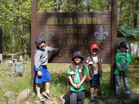 A group of Beavers stand outside of Camp Attawandaron. 
Handout/Sarnia This Week