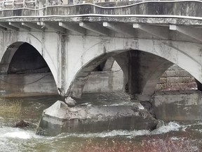 The underside of the bridge in Chesley on Wednesday morning. (Supplied photo)