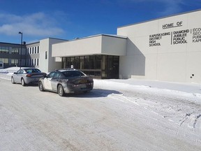 This was the scene Wednesday afternoon outside of the Kapuskasing Public Education Centre, which houses Kapuskasing District High School, École Publique Secondaire Écho du Nord and Diamond Jubilee Public School.

(Kevin Anderson/The Northern Times/Postmedia Network)