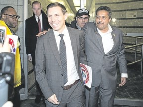 One-time leader and now leadership candidate Patrick Brown leaves the Ontario Progressive Conservative party headquarters in Toronto on Tuesday. (Chris Young/The Canadian Press)